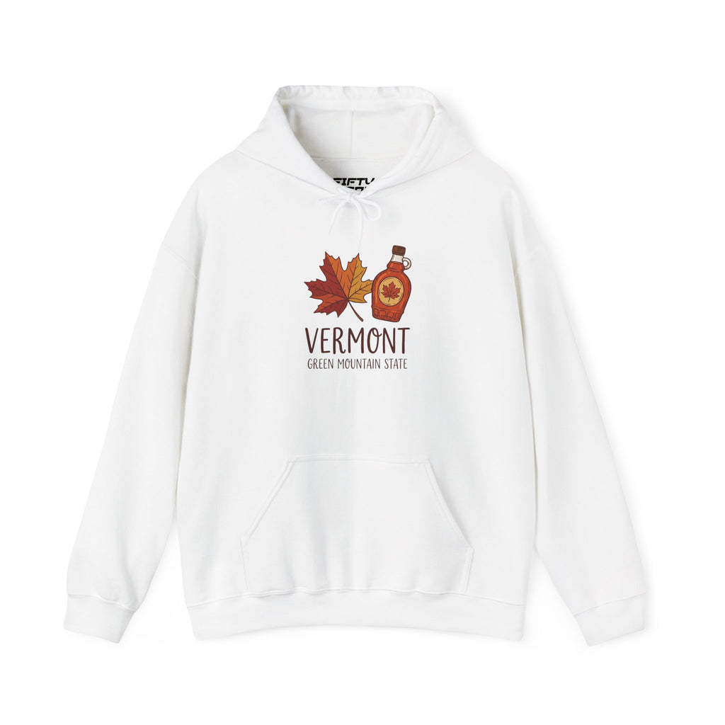 🍁 Vermont Green Mountain State Hoodie | Maple Syrup Graphic Sweatshirt | Autumn Nature Design | Cozy New England Style | FiftyWear Apparel