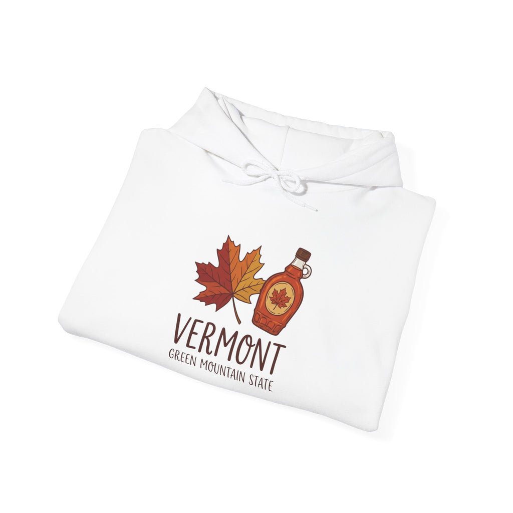 🍁 Vermont Green Mountain State Hoodie | Maple Syrup Graphic Sweatshirt | Autumn Nature Design | Cozy New England Style | FiftyWear Apparel