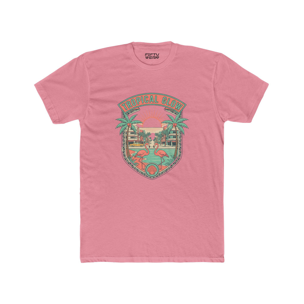 🌺 Tropical Glow T-Shirt | Vintage Beach Flamingo Tee | Retro Miami Graphic Shirt | Sunshine State Vibes