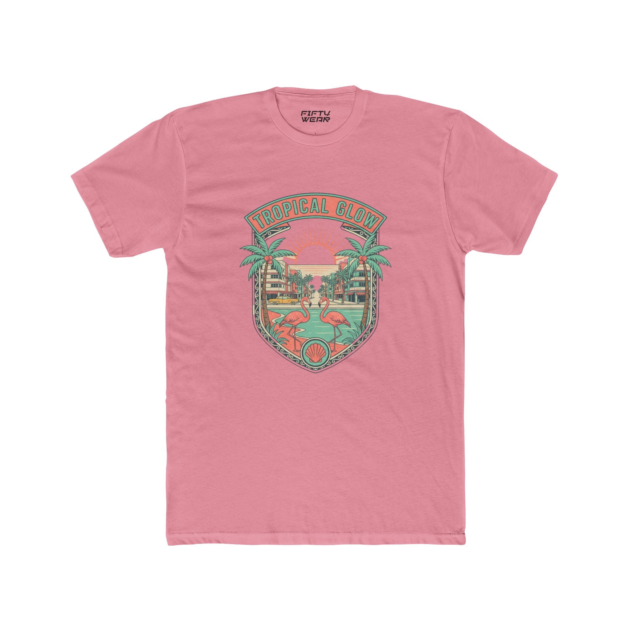 🌺 Tropical Glow T-Shirt | Vintage Beach Flamingo Tee | Retro Miami Graphic Shirt | Sunshine State Vibes